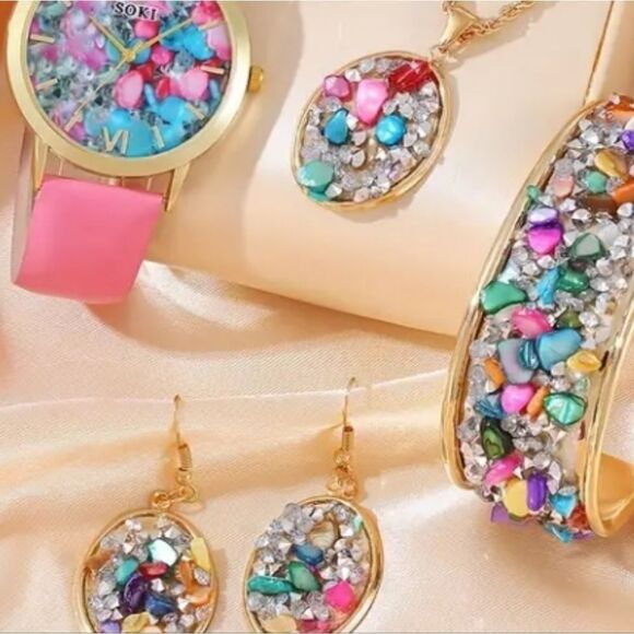 Six Piece Color Block Jewelry & Watch Set  - Picture 5 of 6